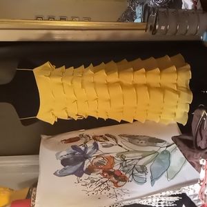 Sexy Yellow ruffle tiered dress